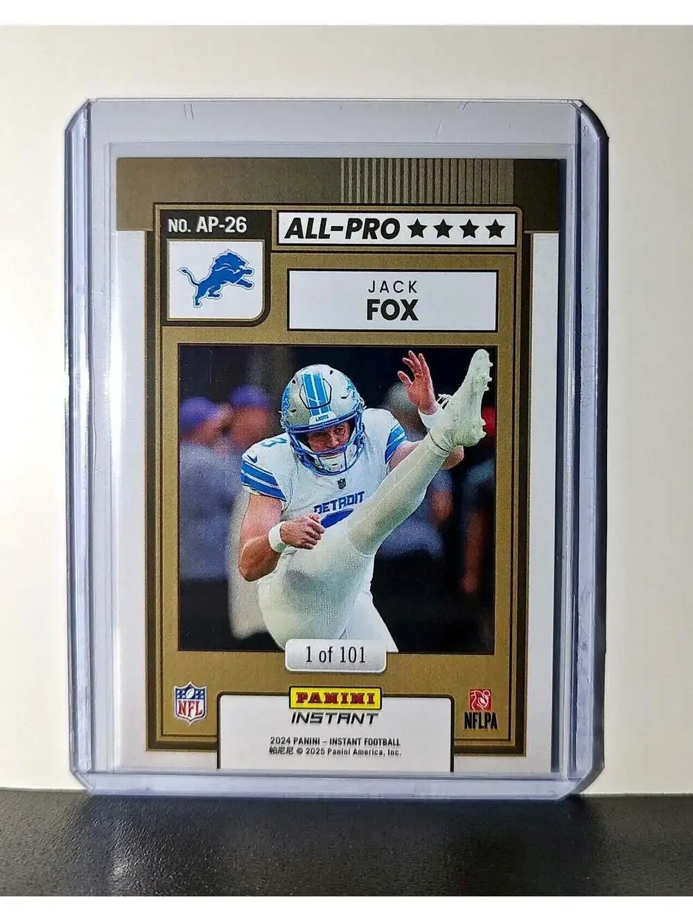 Jack Fox 2024 All-Pro Panini NFL #26 Football Card Detroit Lions 1 of 101